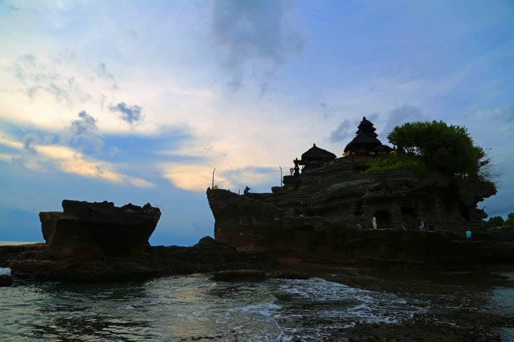 Visiting Tanah Lot in Bali at sunset