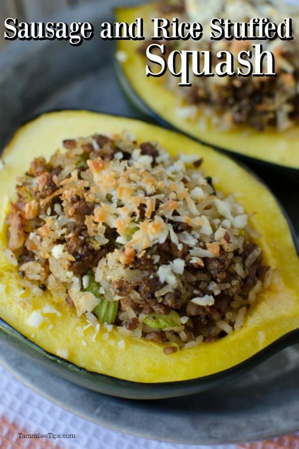 Stuffed Acorn Squash with Sausage and Rice - Tammilee Tips