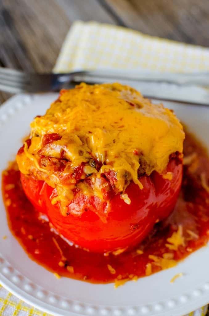 Crock Pot Stuffed Peppers Recipe with Cheese - Tammilee Tips