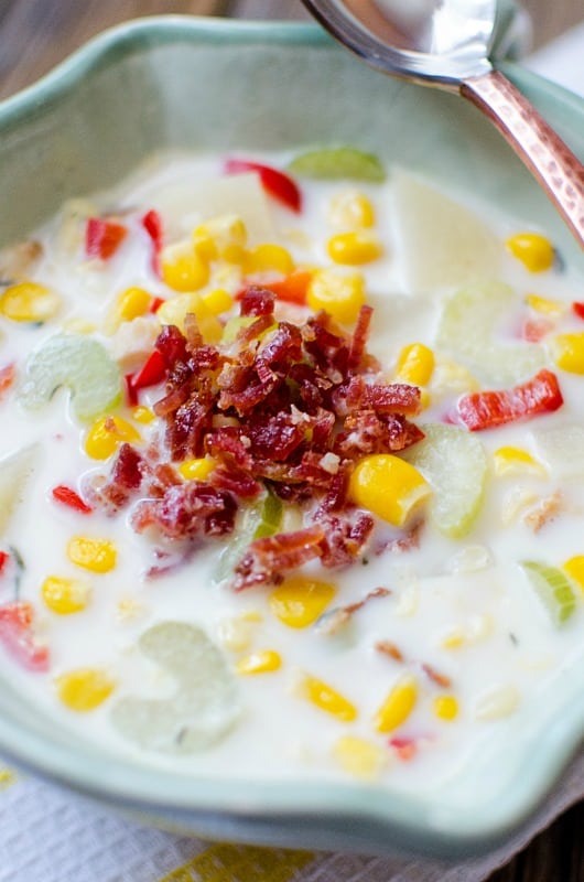 Crock Pot Bacon Corn Chowder Recipe {Video} - Tammilee Tips