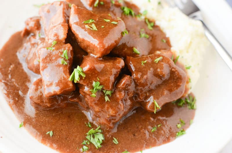 Slow Cooker Crockpot Beef Tips and Gravy Recipe - Tammilee Tips