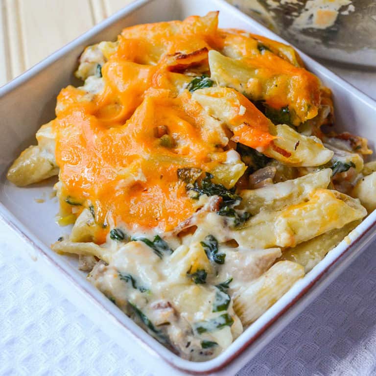 Easy Cheesy Chicken Pasta Casserole Recipe - Tammilee Tips