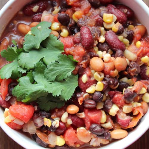 Crock Pot Vegetarian Three Bean Chili - Tammilee Tips